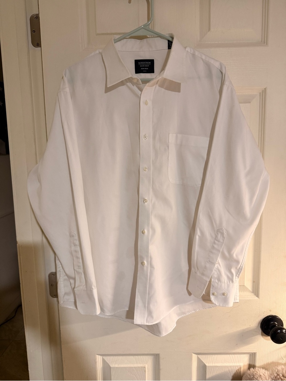 Nordstrom Non-Iron White Dress Shirt Trim Fit Royal Oxford Heavy Cotton‎ 17.5 32